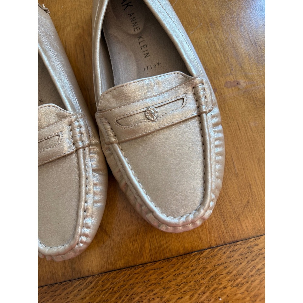 Anne Klein iFlex Womens Metallic Gold Champagne Driving Loafers Flats Shoes 8M - Picture 3 of 8